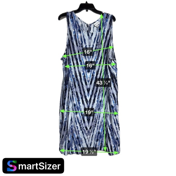 Ava & Viv Women's Dress 3X Blue & White Sleeveless w/Chevron Pattern Zipper Back - Picture 4 of 6